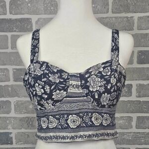 American Eagle Outfitters Floral Crop‎ Top Smocked Bustier Cami Medium Festival